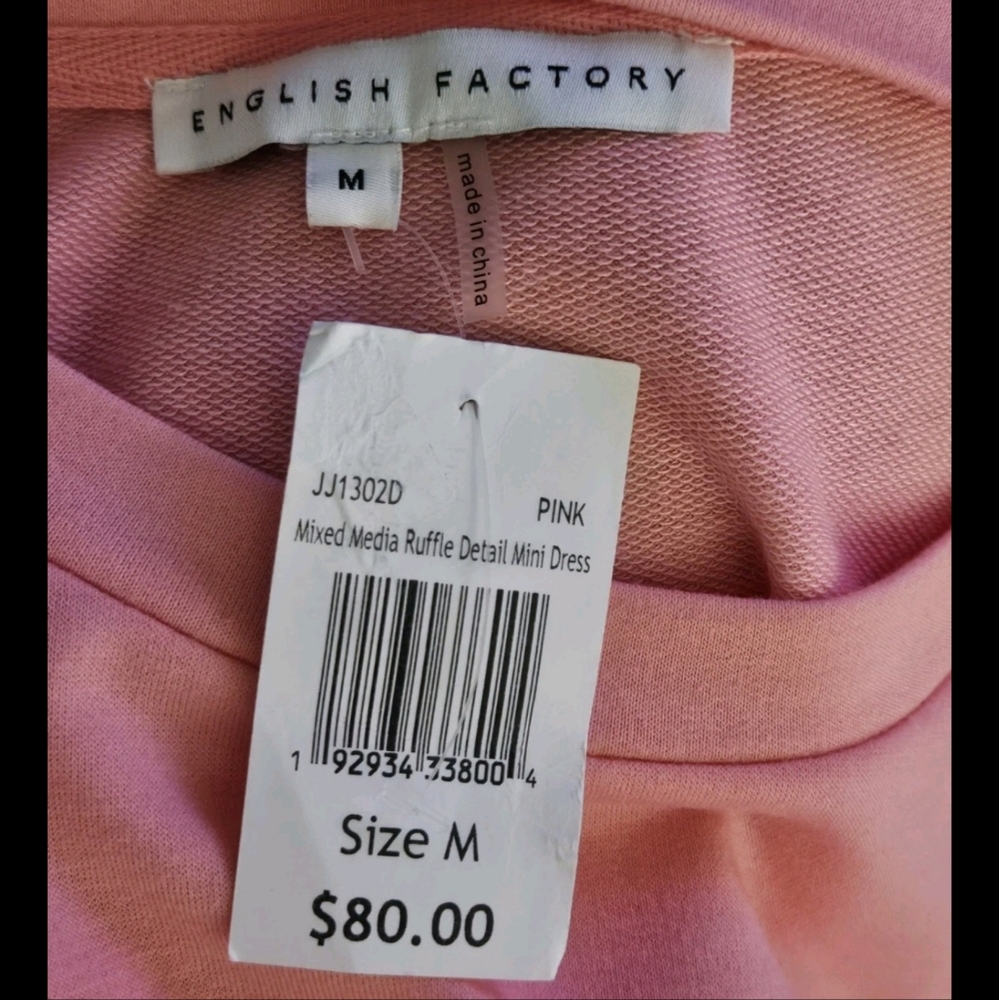English Factory- Mixed Media Ruffle Detail Mini Dress -Size Medium - Picture 5 of 17